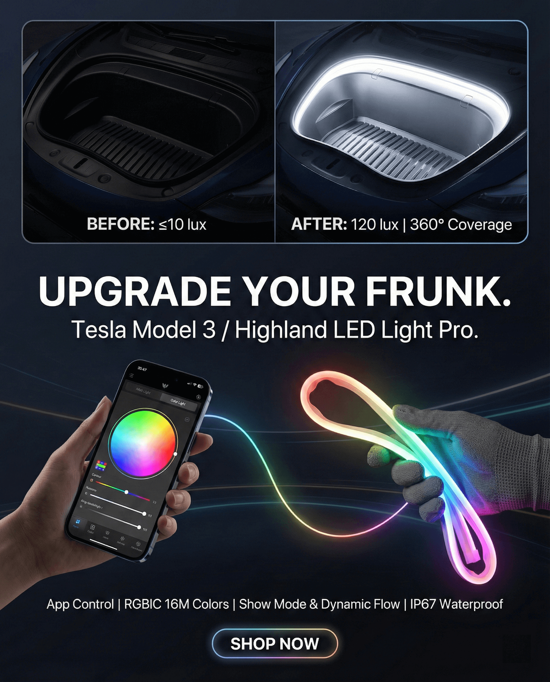 The Ultimate Upgrade: Why Your 2024 Model 3 Highland Needs an RGBIC Frunk Light (Review & Install Guide)