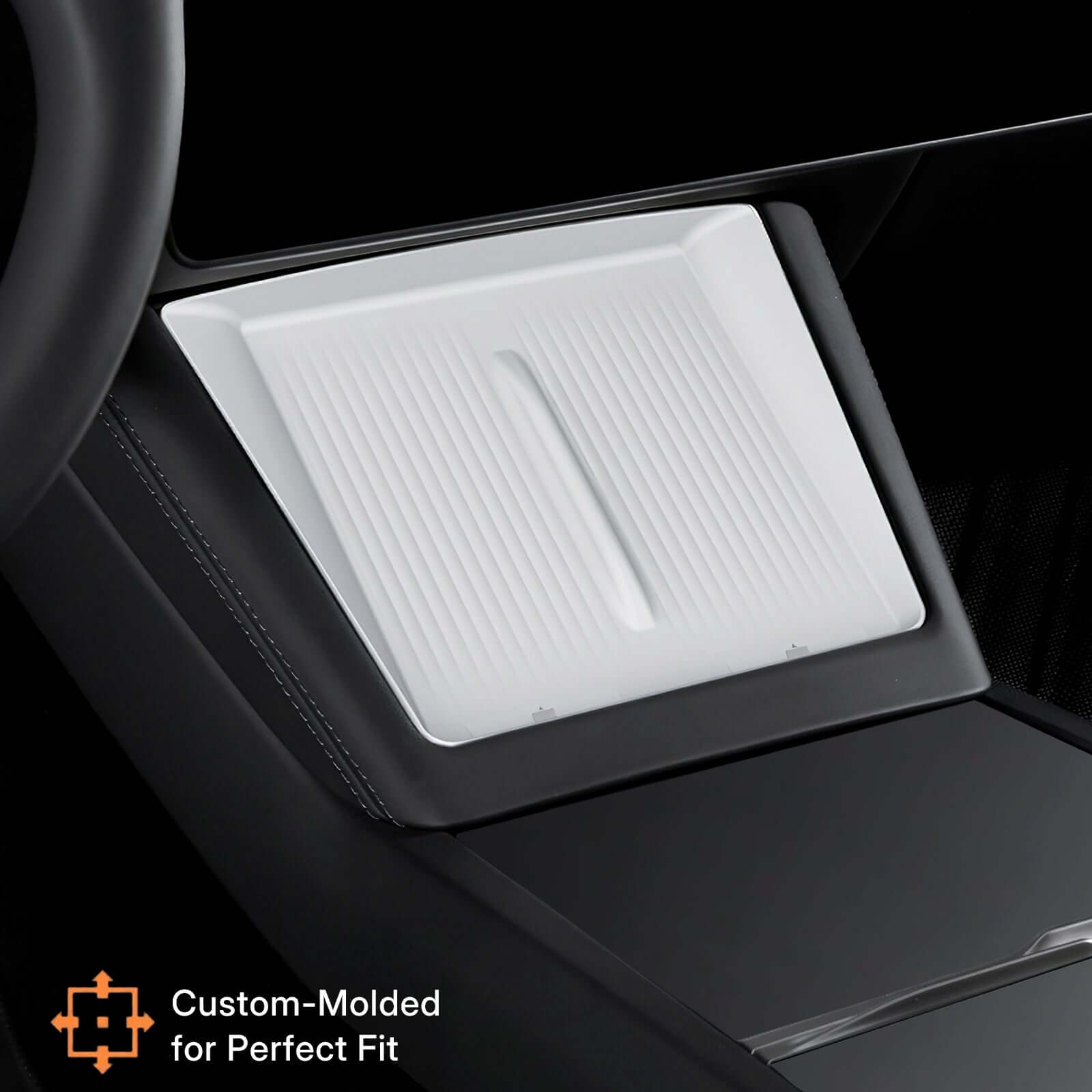 Tesla Model 3 Highland 2024 & Model Y Juniper 2025 console wireless charging pad showing custom-molded design for perfect fit
