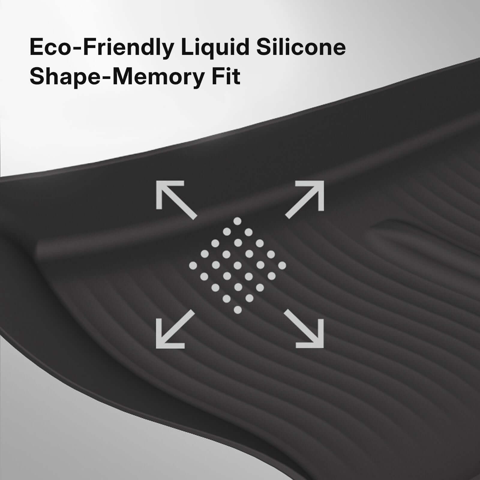 Close-up of liquid silicone on Tesla Model Y Juniper 2025 & Model 3 Highland console wireless charging pad showing shape-memory fit