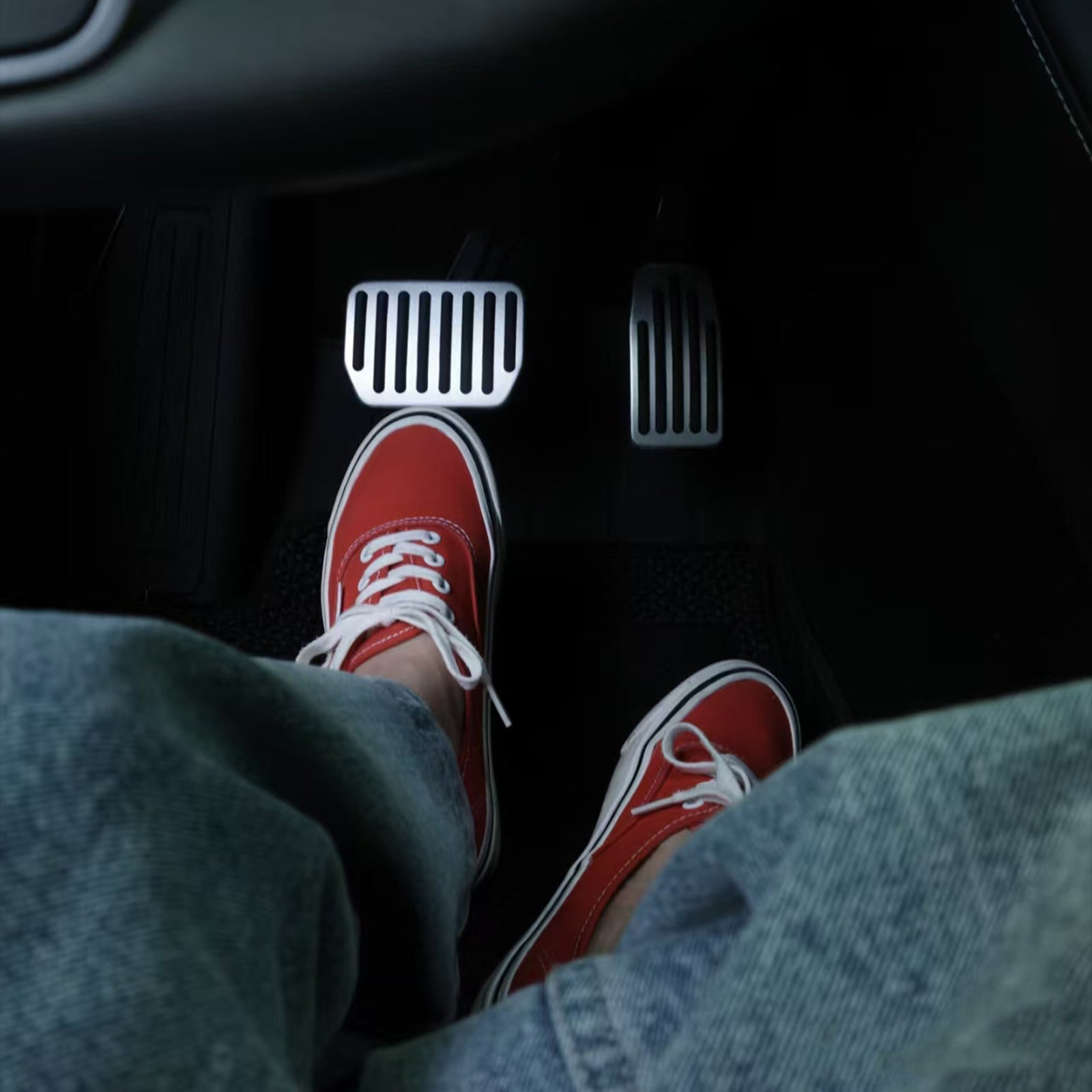 Aluminum Alloy Non-Slip Textured Accelerator Brake Pedal Covers for Tesla Model 3 / Y / 3 Highland 2024 / Y Juniper 2025 - Custom Upgrade Replacement Set - Easy Install