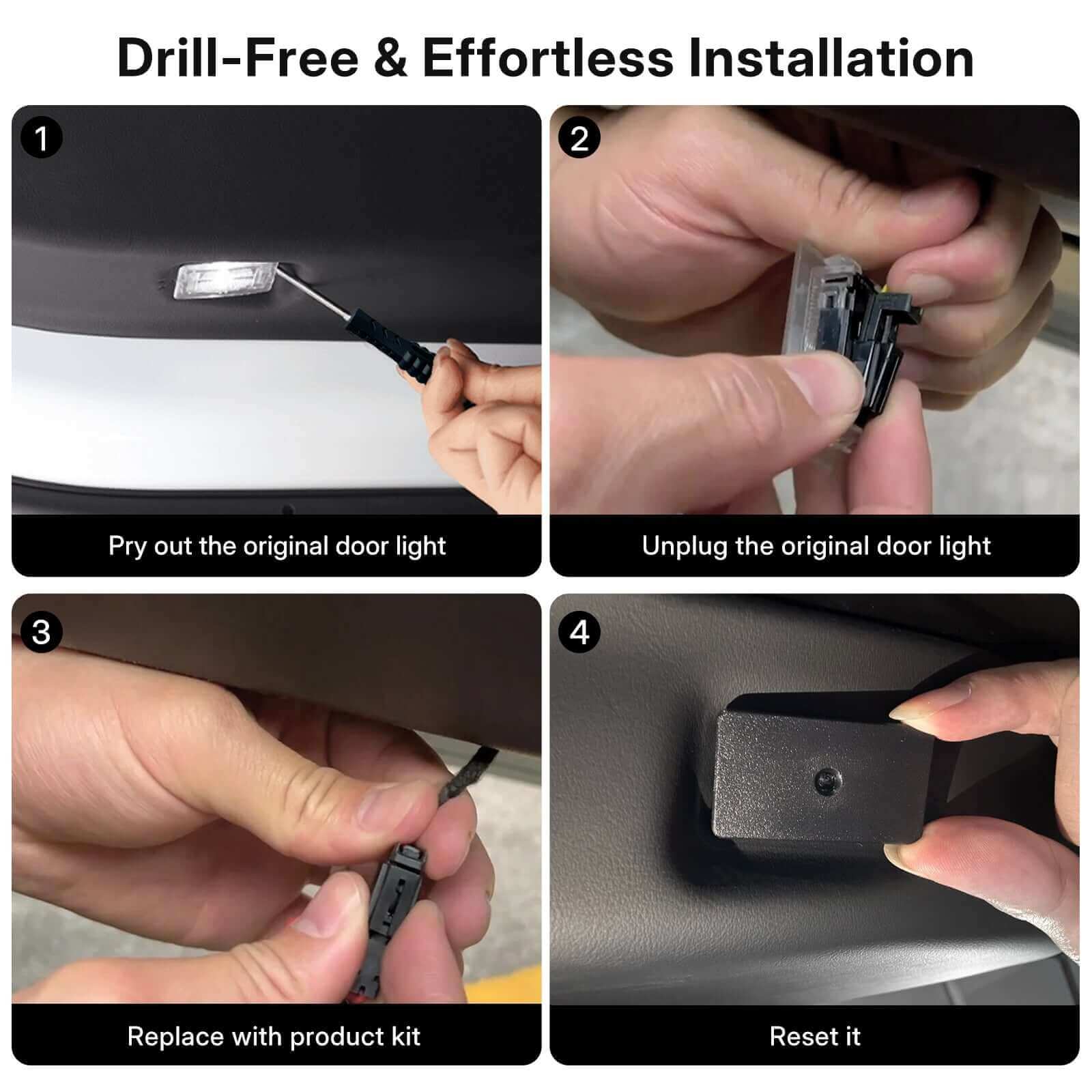 Tesla Model 3 / 3 Highland & Y / Y Juniper OEM Welcome Projection Lights installation steps for hassle-free upgrade