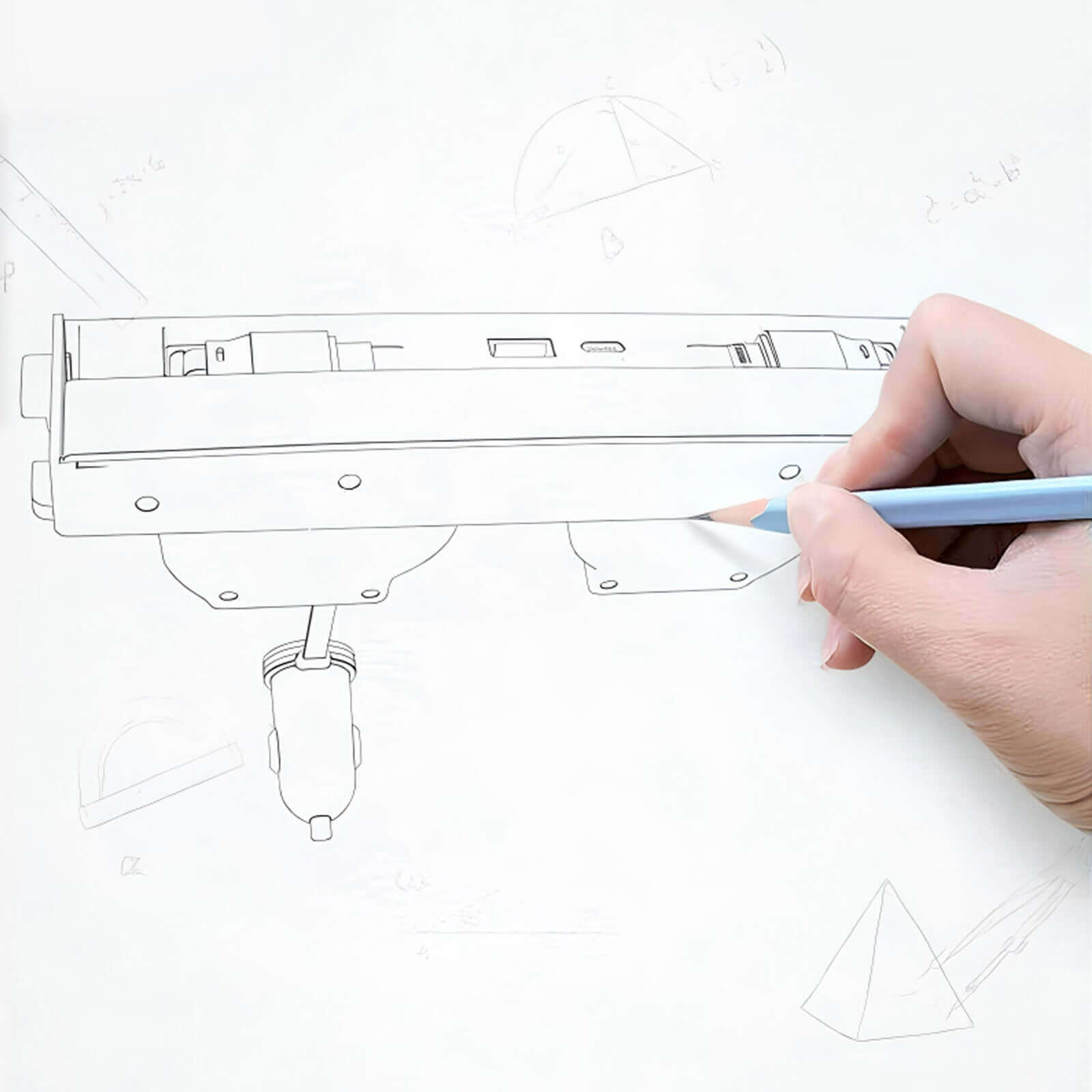 Tesla Center Console USB Charger Hub technical design sketch for Model 3 Highland 2024 & Model Y 2025