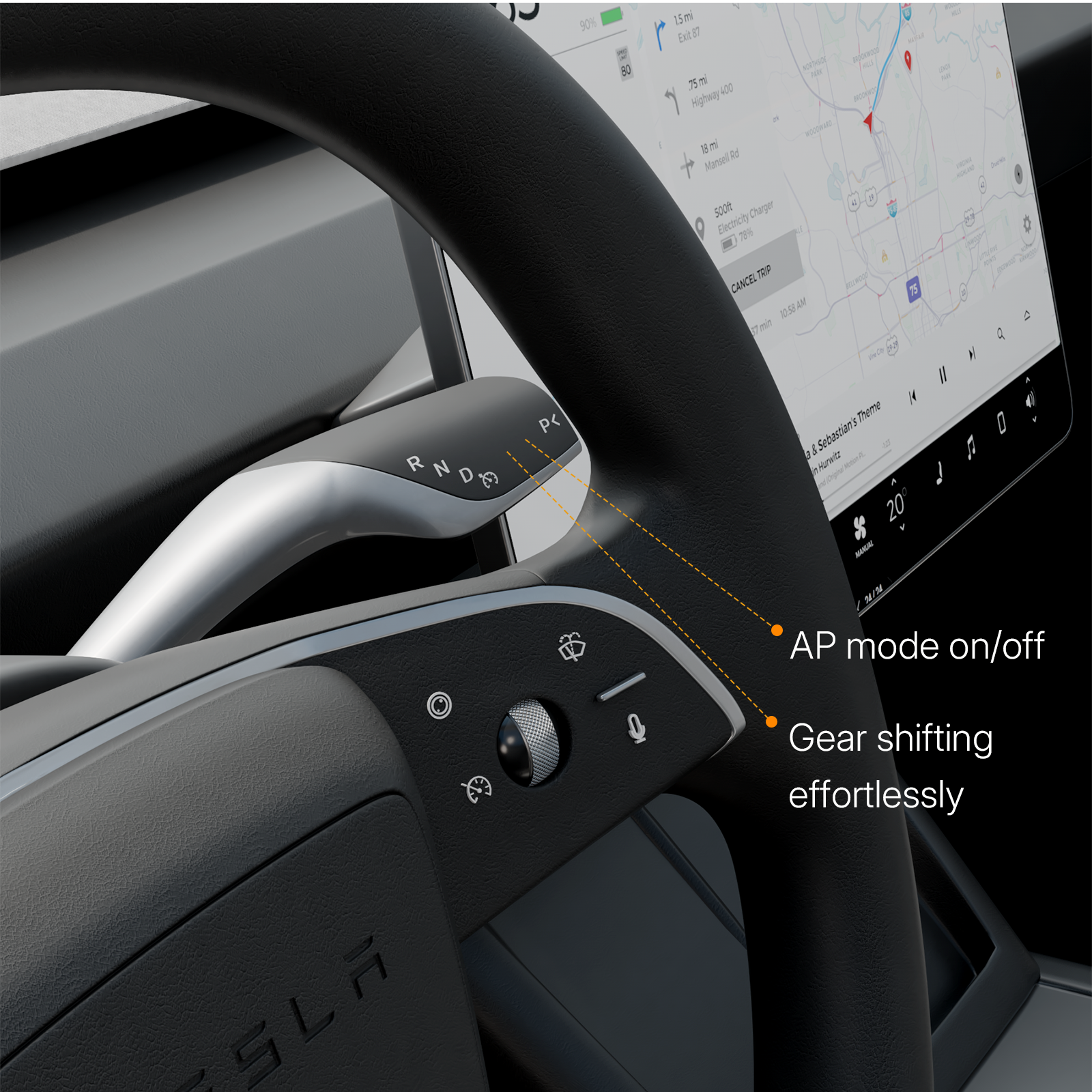 Restore Your Stalks! for Tesla Model 3 Highland 2024 - Gear Shift & Turn Signal Stalk Kit| OEM Feel