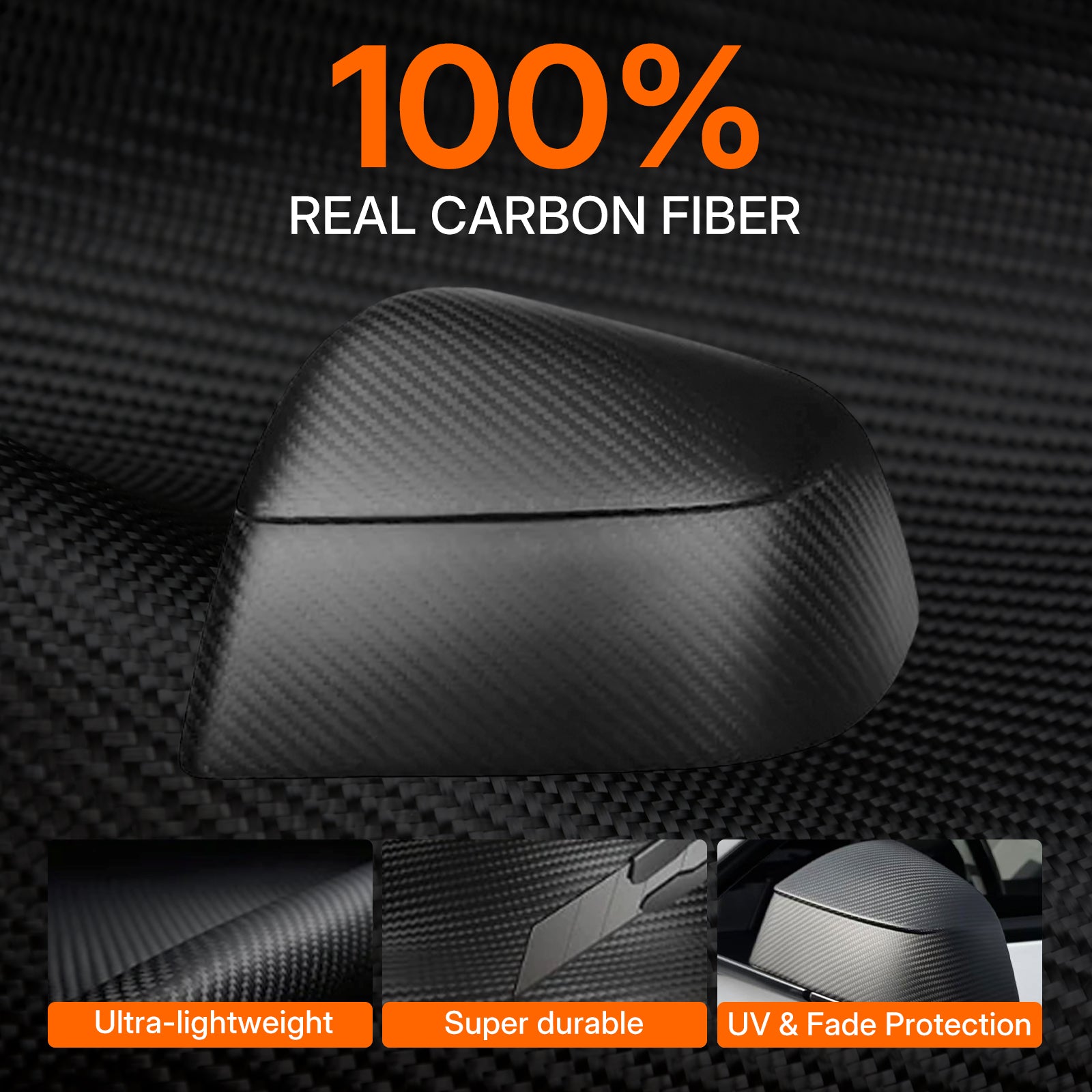 Real Dry Carbon Fiber Mirror Covers for Tesla Model Y Juniper 2025 - OEM Factory Fit & Aggressive Style