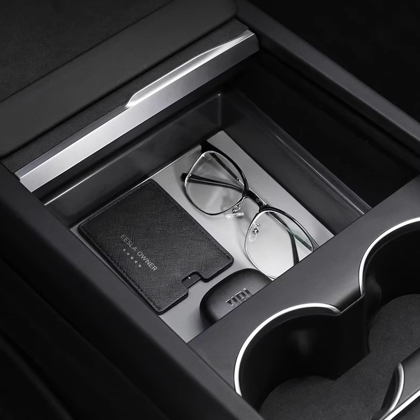 Tesla Model 3 Highland 2024 & Model Y Juniper 2025 Clear Armrest Organizer - See-Through Storage Drawer, Scratch Resistant & OEM Fit