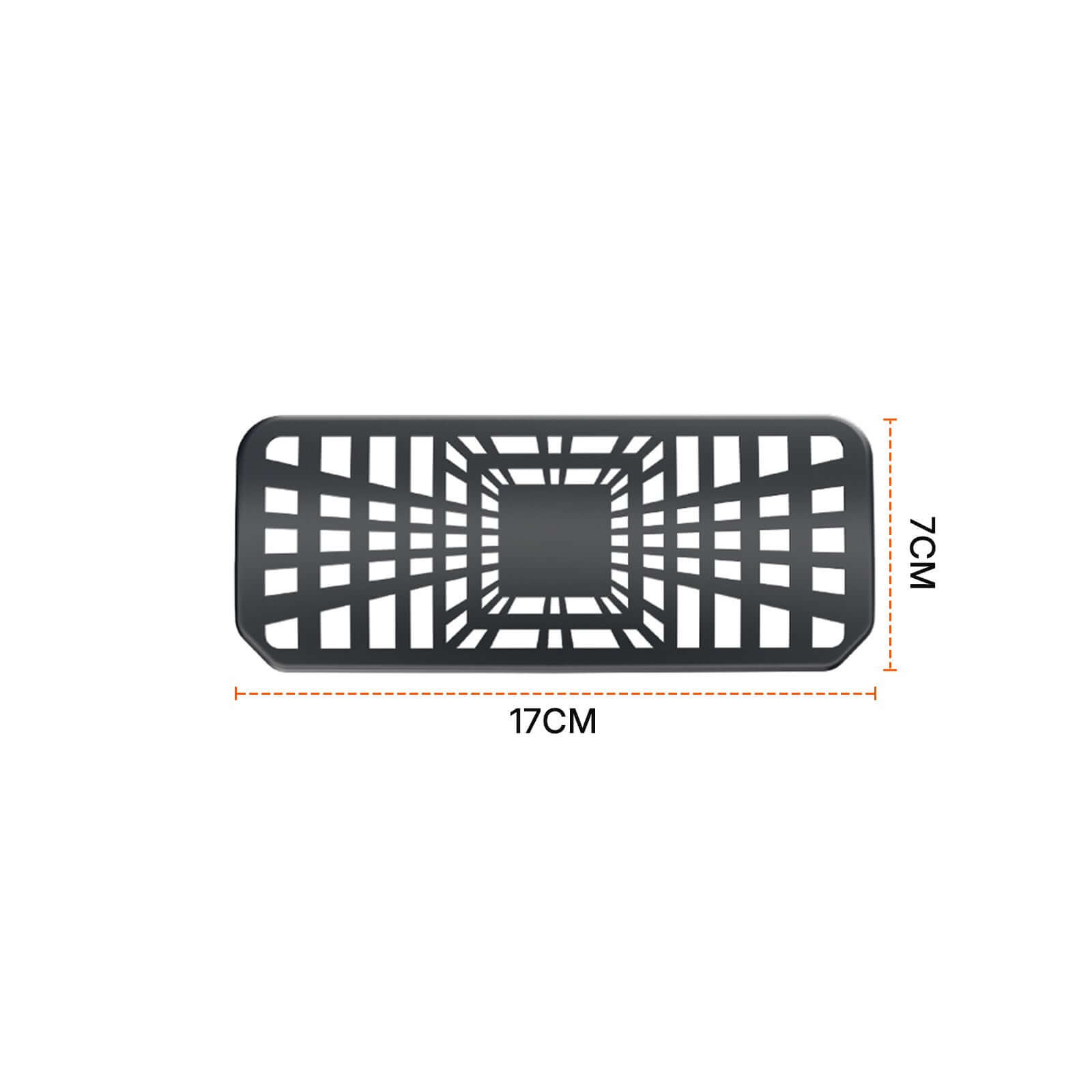 Close-up of Tesla Model 3 Highland 2024 Under Seat/Rear Air Vent Cover showing dimensions and design details