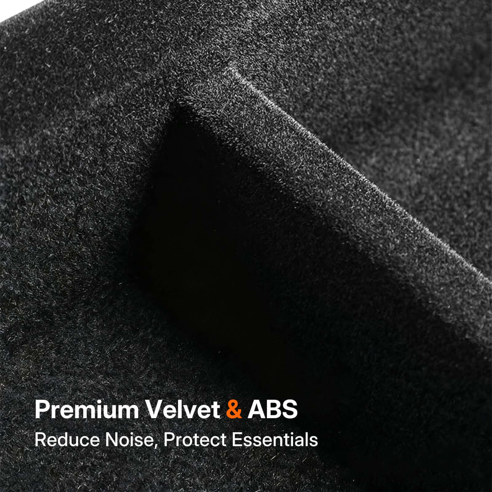 Close-up of premium velvet on Tesla Model 3 Highland 2024 & Model Y Juniper 2025 Velvet Armrest Organizer showing texture detail