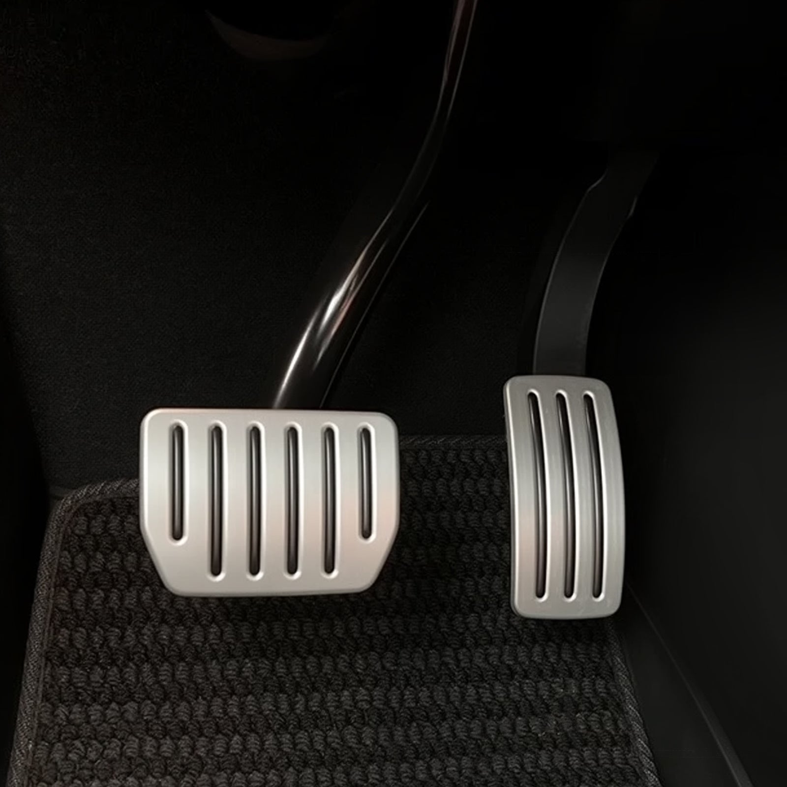 Aluminum Alloy Non-Slip Textured Accelerator Brake Pedal Covers for Tesla Model 3 / Y / 3 Highland 2024 / Y Juniper 2025 - Custom Upgrade Replacement Set - Easy Install