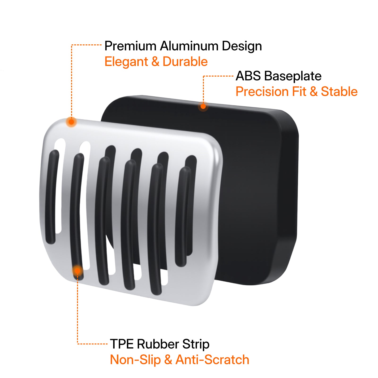 Aluminum Alloy Non-Slip Textured Accelerator Brake Pedal Covers for Tesla Model 3 / Y / 3 Highland 2024 / Y Juniper 2025 - Custom Upgrade Replacement Set - Easy Install