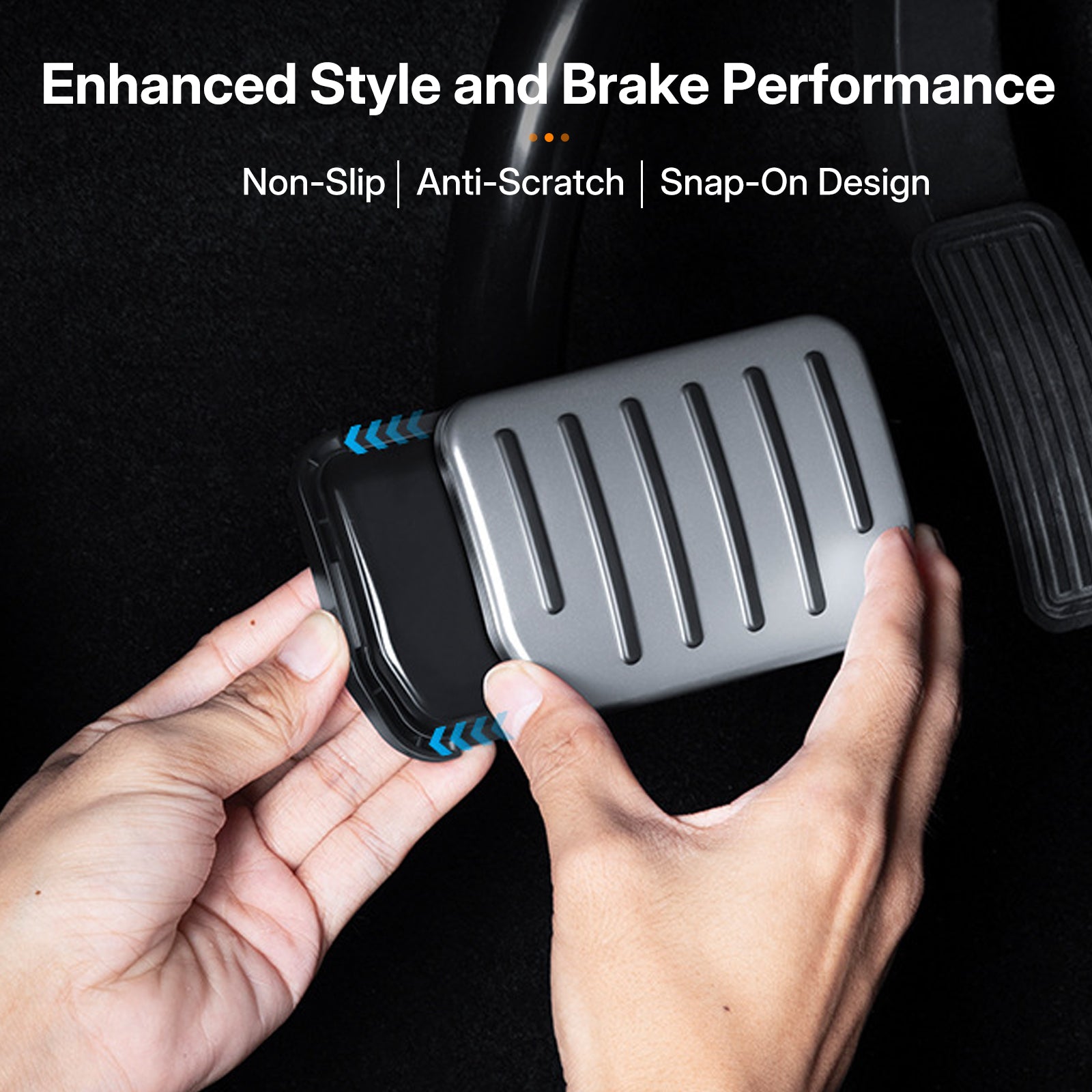 Aluminum Alloy Non-Slip Textured Accelerator Brake Pedal Covers for Tesla Model 3 / Y / 3 Highland 2024 / Y Juniper 2025 - Custom Upgrade Replacement Set - Easy Install