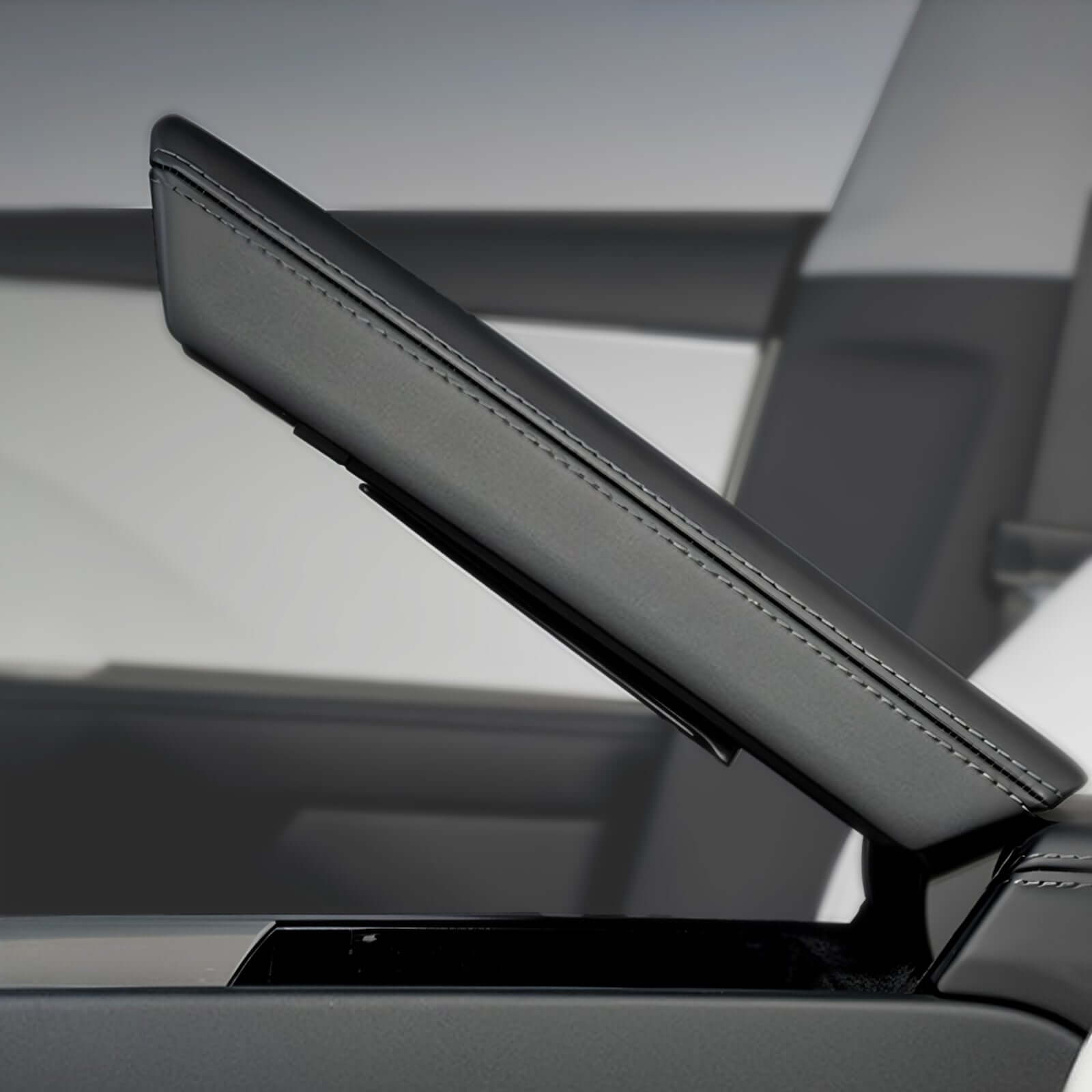 Close-up of Tesla Model 3 Highland 2024 & Model Y Juniper 2025 magnetic armrest organizer showing premium material quality