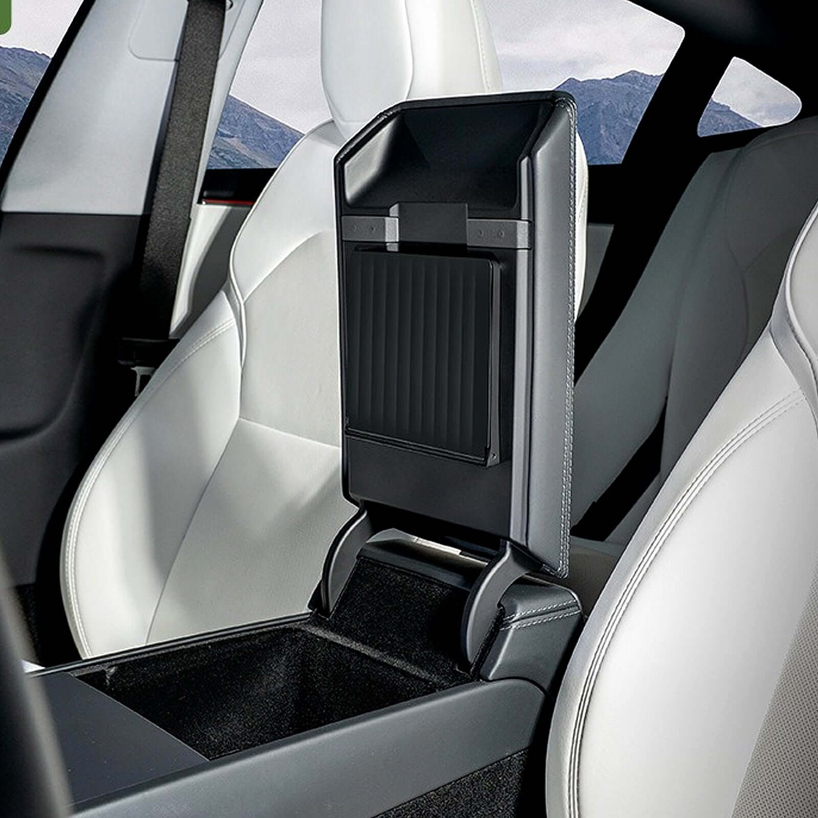 Tesla Model 3 Highland 2024 & Model Y Juniper 2025 interior with Magnetic Armrest Organizer installed in center console