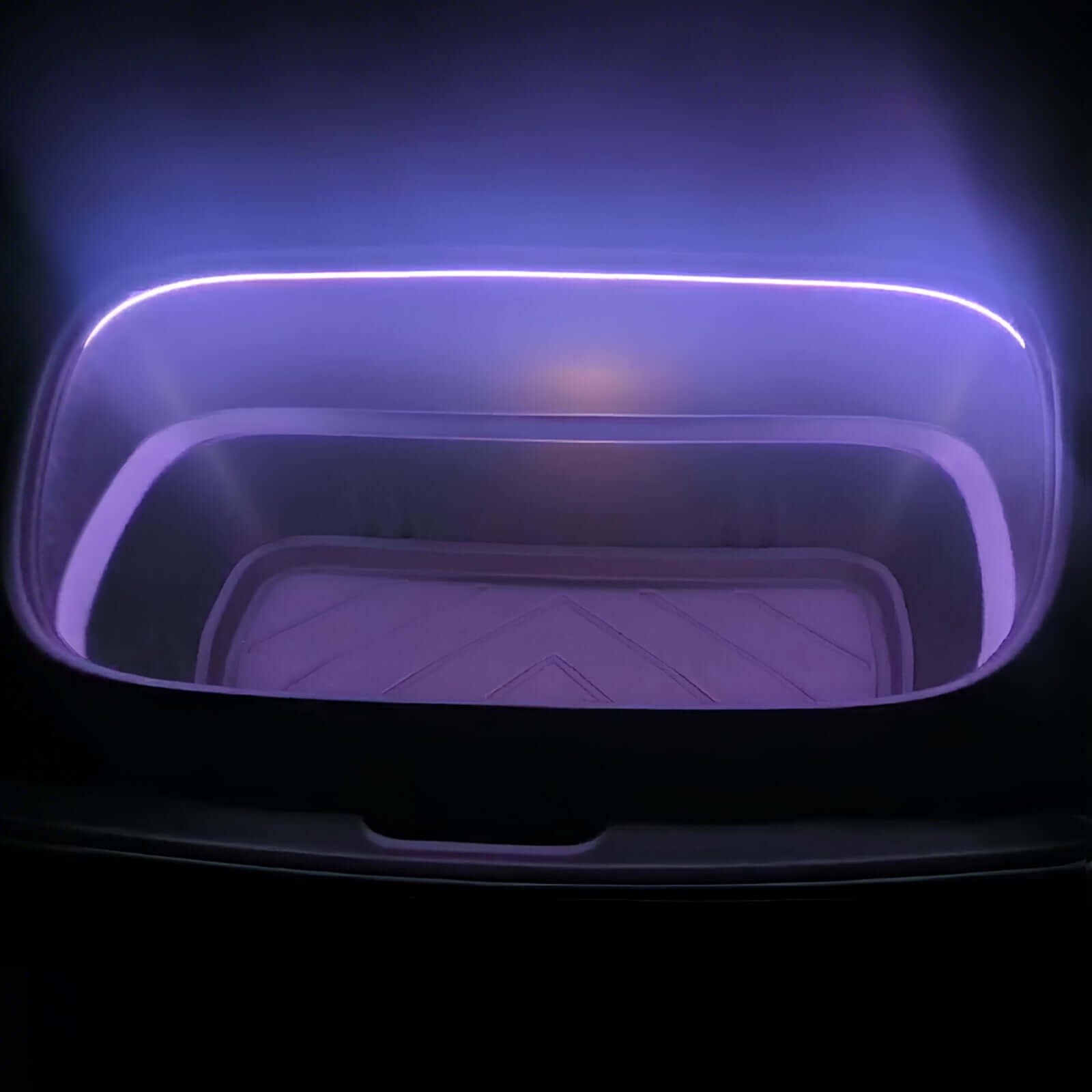 Tesla Model Y Juniper Frunk Light Pro app-controlled RGBIC LED strip in purple ambiance