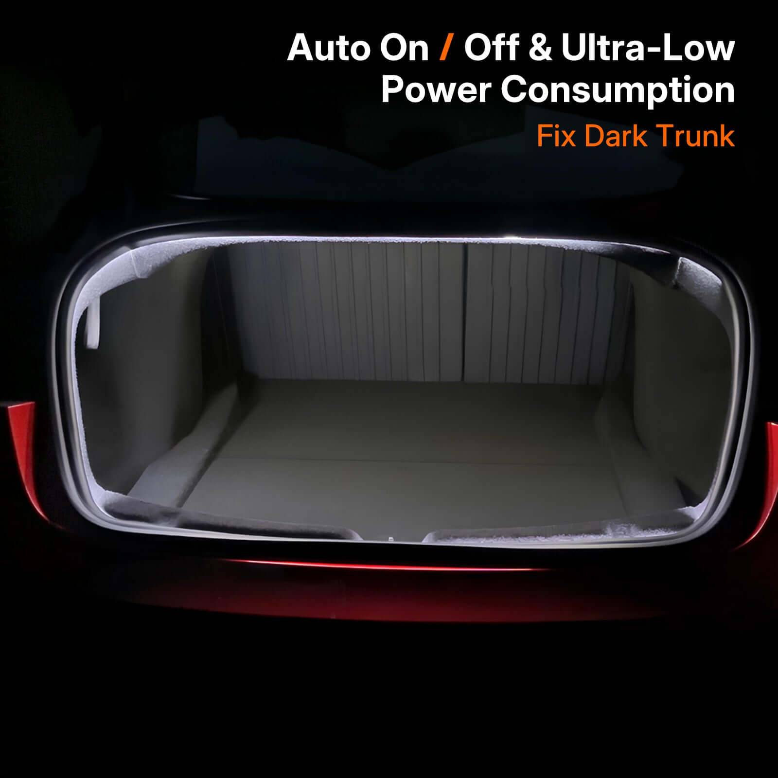 Tesla Model 3 2024 Trunk Light Pro auto on/off feature illuminating dark trunk for efficient power use