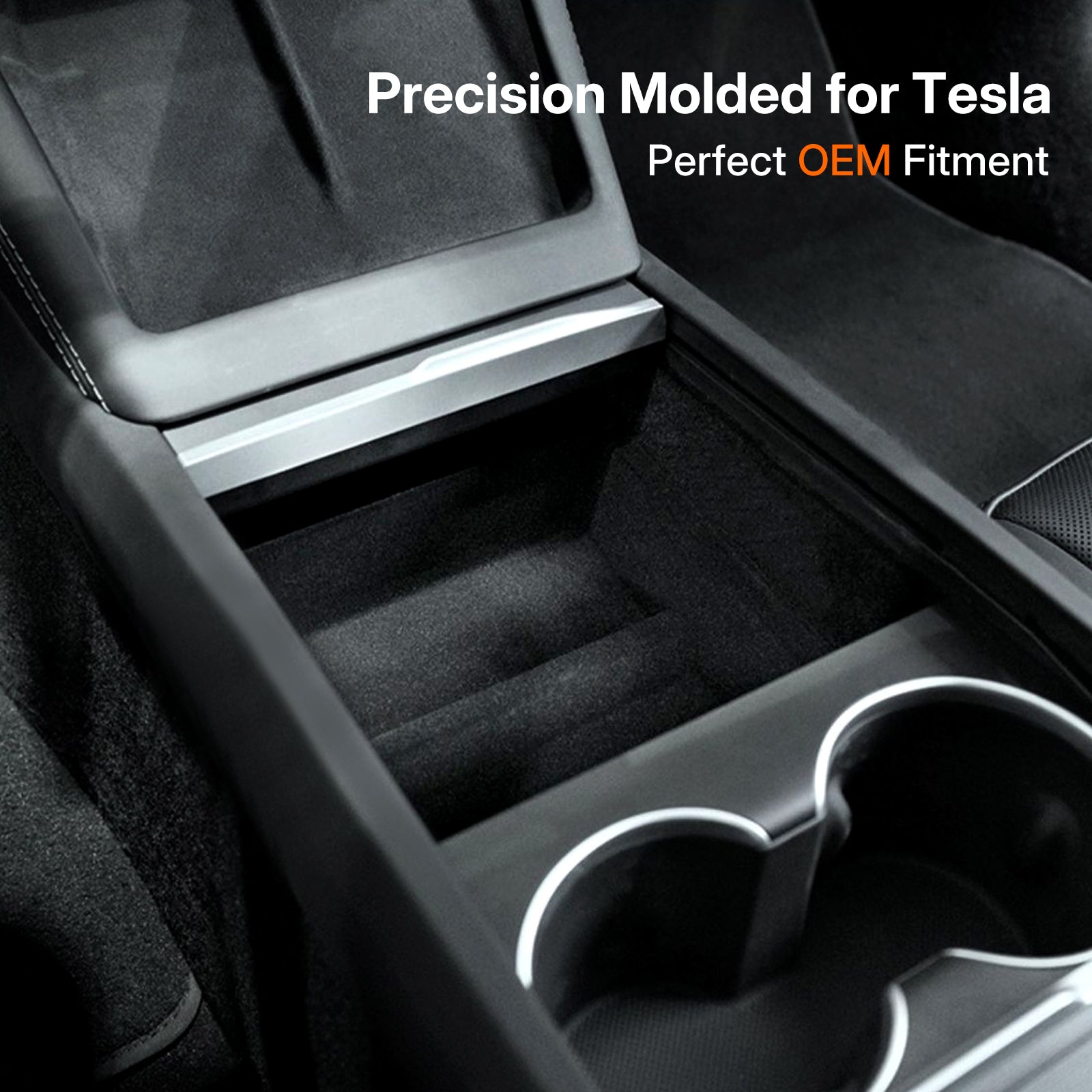 Tesla Model 3 Highland 2024 & Model Y Juniper 2025 Velvet Armrest Organizer - Premium Storage Tray, Anti-Scratch & Custom Fit