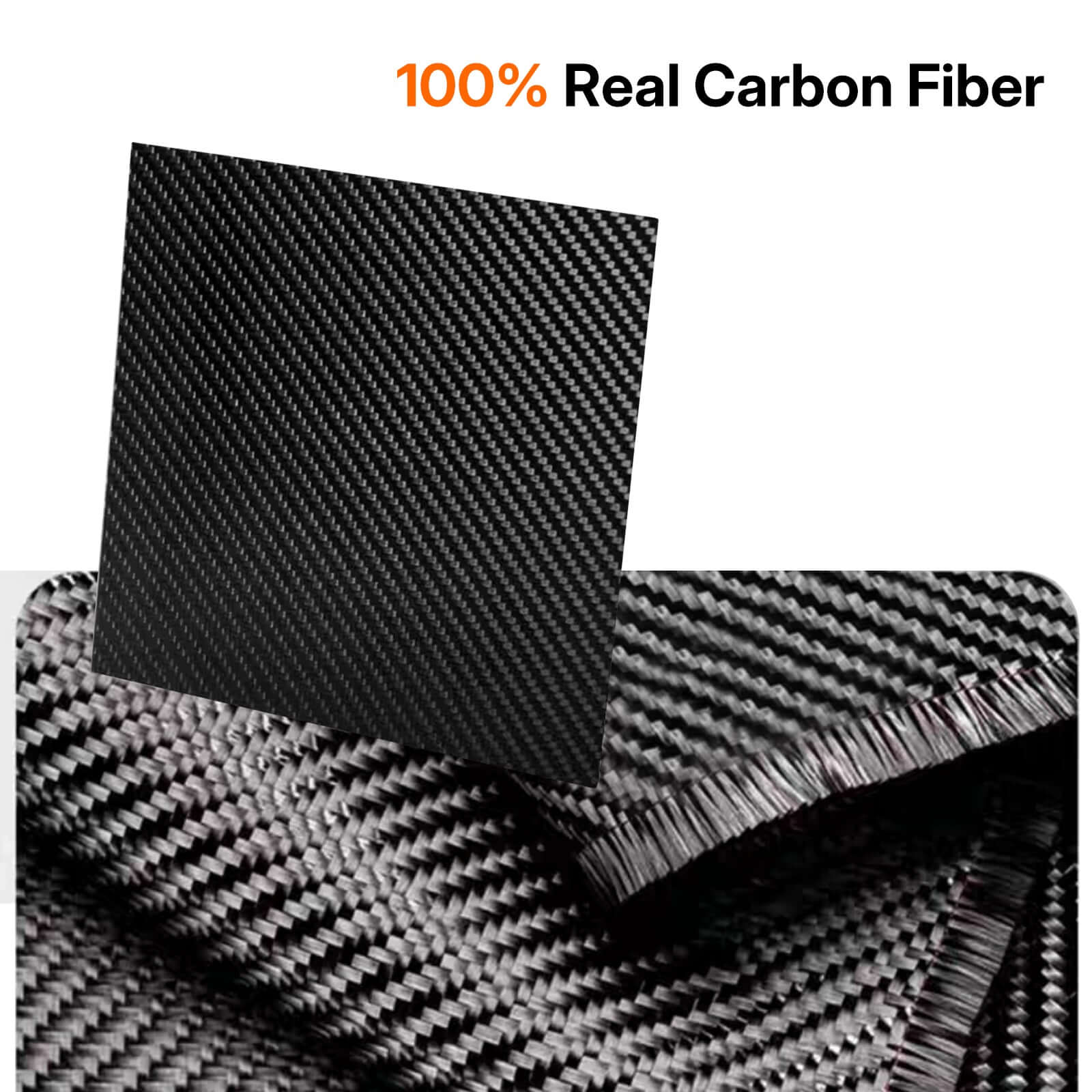 Close-up of 100% real carbon fiber material showing premium texture detail for Tesla Model 3 Highland 2024 & Model Y Juniper 2025.