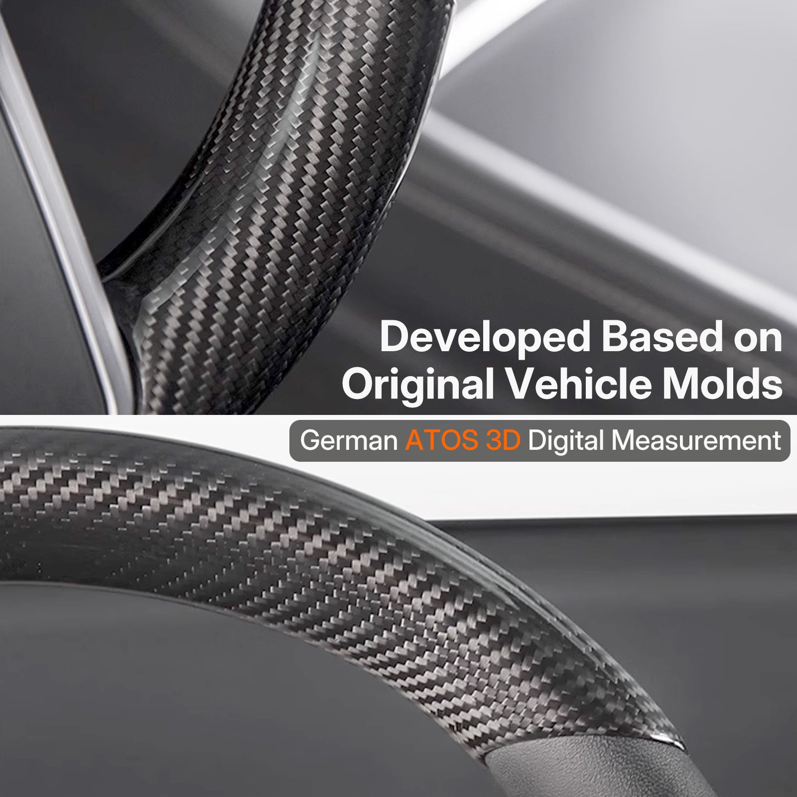 Real Dry Carbon Fiber Steering Wheel Trim Cover Kit for Tesla Model 3 Highland 2024 & Y Juniper 2025 - OEM Factory Fit | Snap On Design