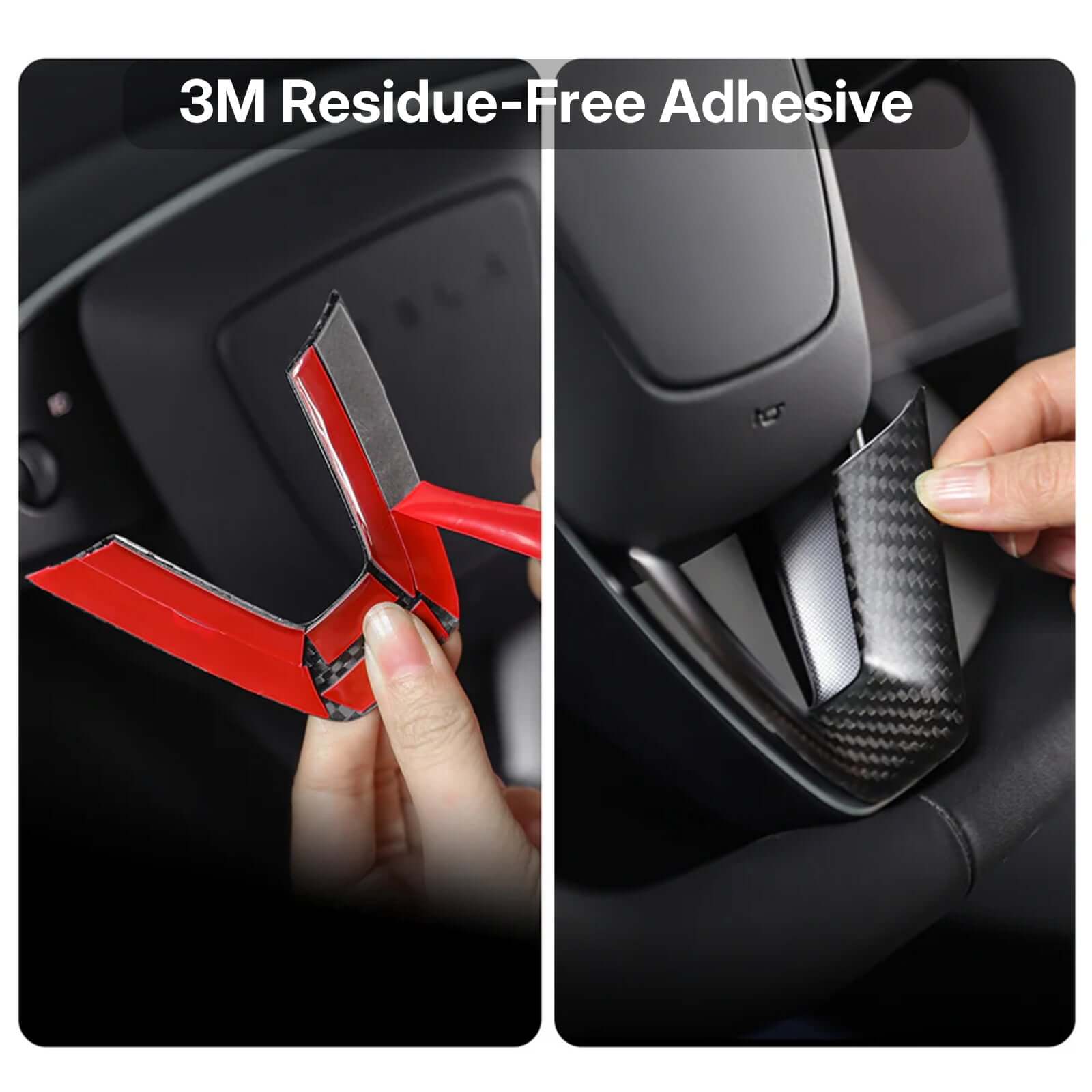 3M residue-free adhesive installation process for Real Dry Carbon Fiber Steering Wheel Trim Cover Kit