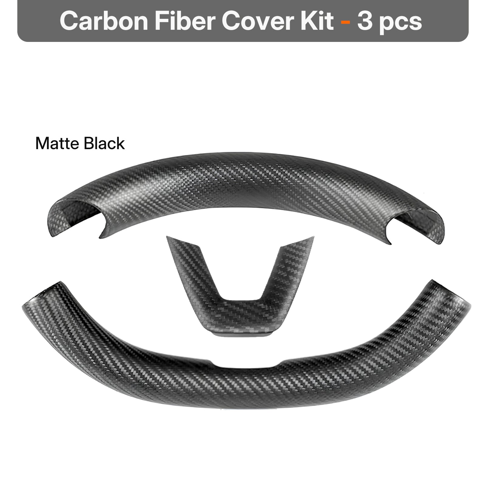 Real Dry Carbon Fiber Steering Wheel Trim Cover Kit for Tesla Model 3 Highland 2024 & Y Juniper 2025 - OEM Factory Fit | Snap On Design