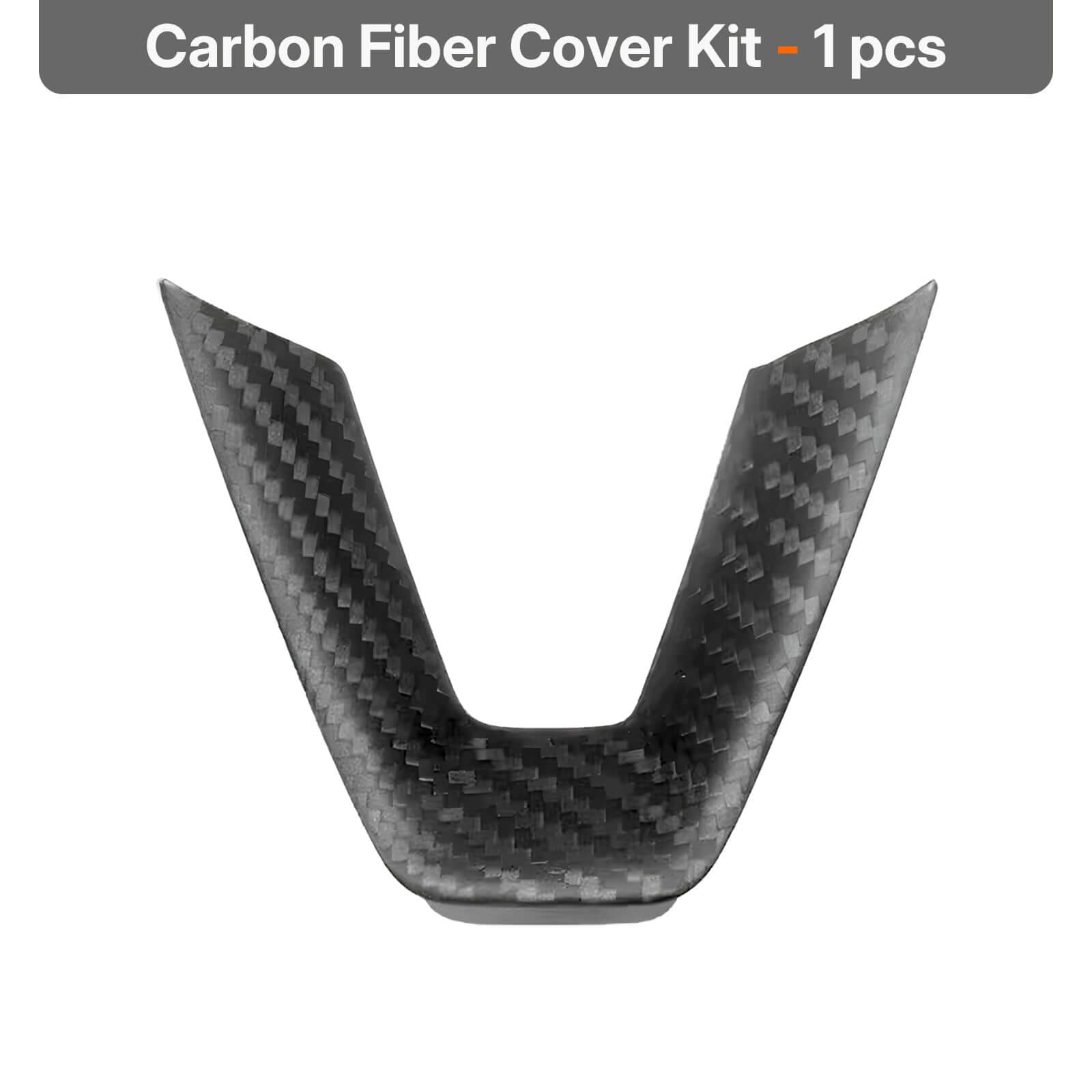 Close-up of Real Dry Carbon Fiber Steering Wheel Trim Cover Kit for Tesla Model 3 Highland 2024 & Model Y Juniper 2025 showing premium texture