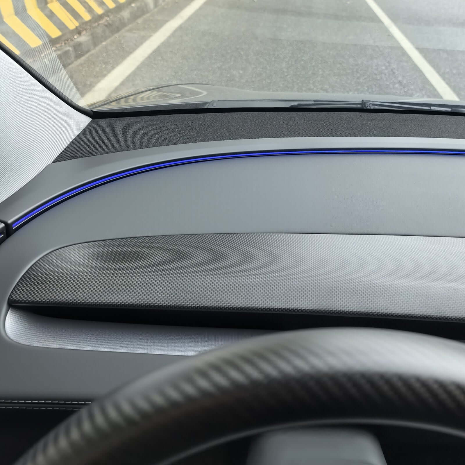 Tesla Model 3 Highland 2024 & Model Y Juniper 2025 dashboard panel with real dry carbon fiber finish and precision fit