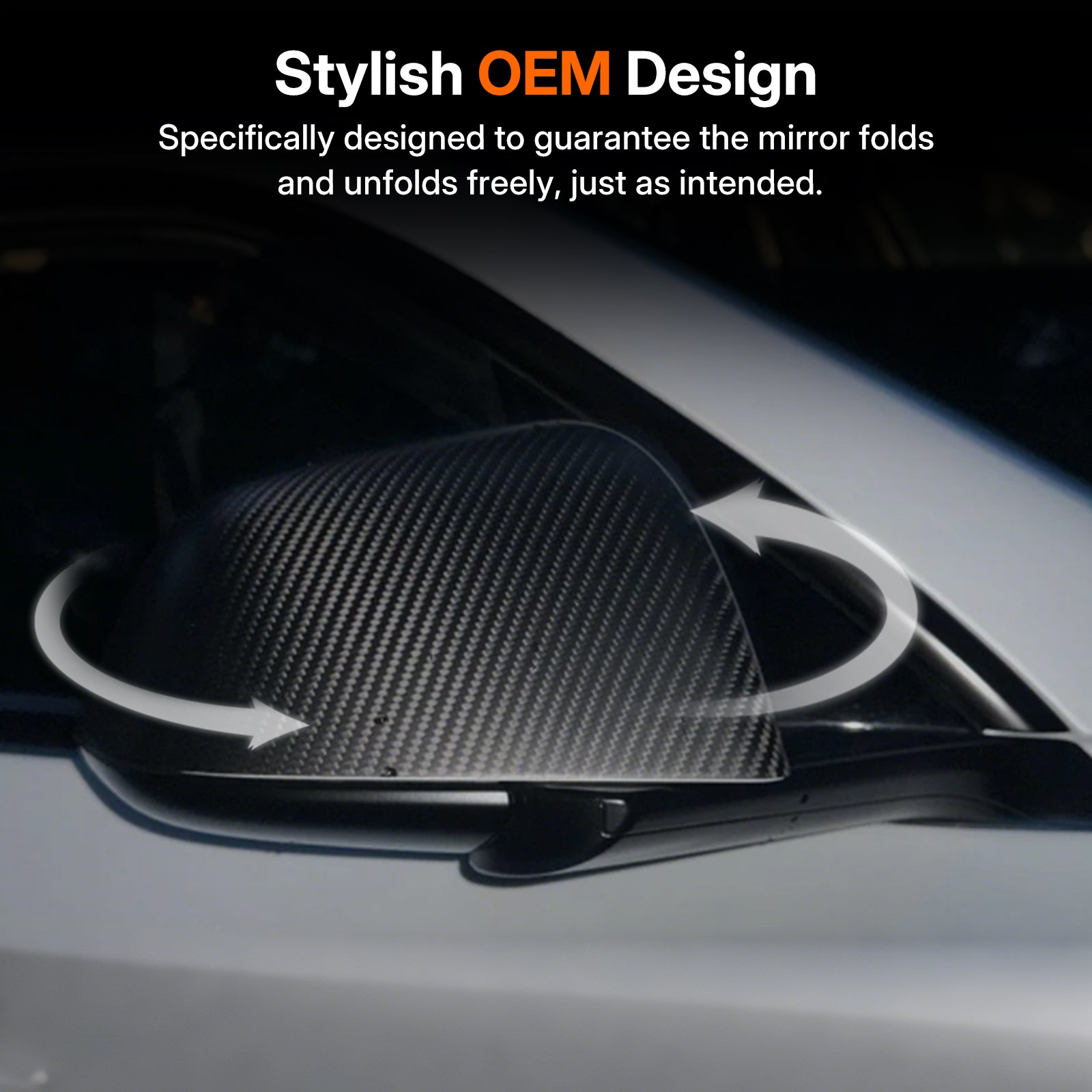 Real Dry Carbon Fiber Mirror Covers for Tesla Model 3 / 3 Highland 2024 - OEM Fit & Aggressive Style