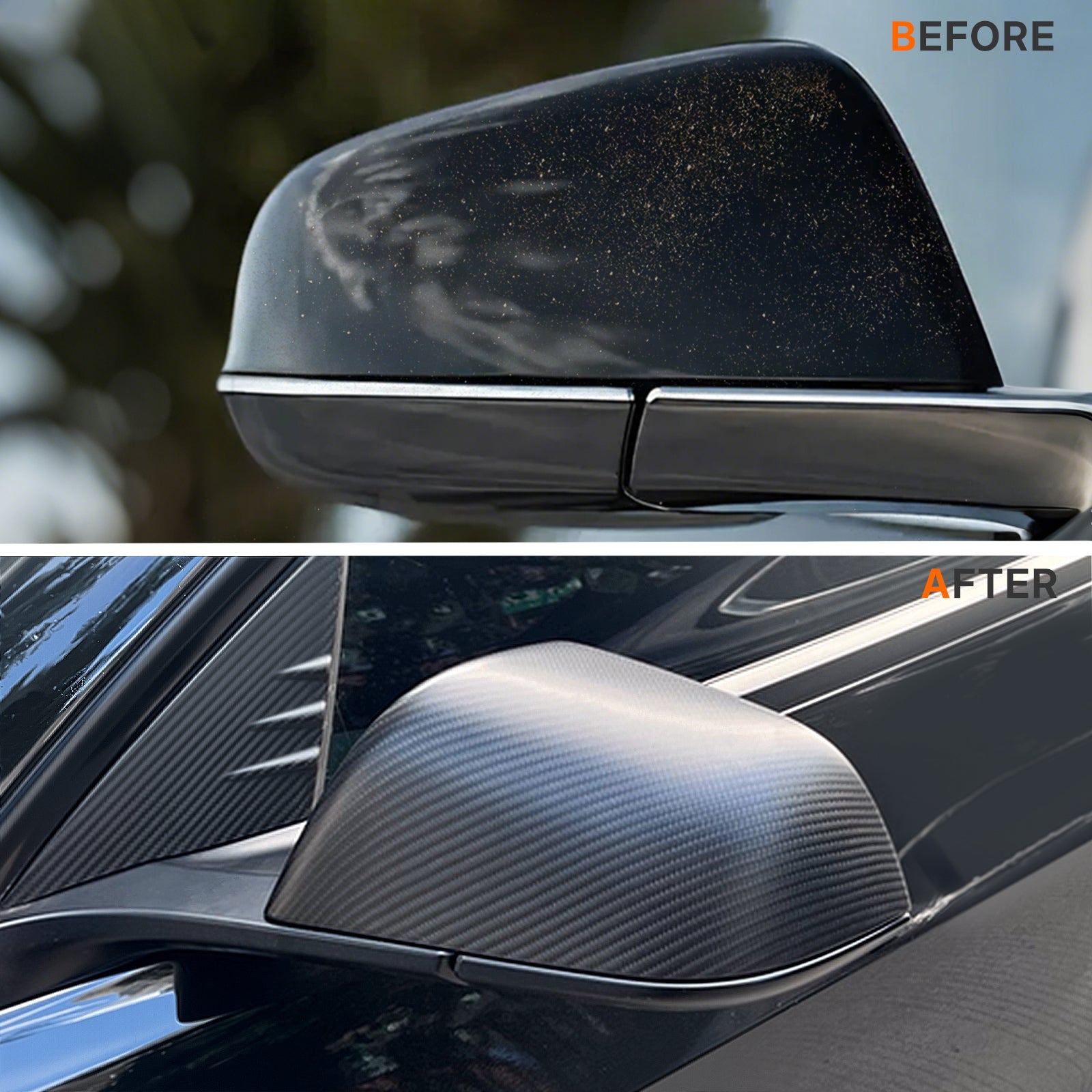 Real Dry Carbon Fiber Mirror Covers for Tesla Model 3 / 3 Highland 2024 - OEM Fit & Aggressive Style