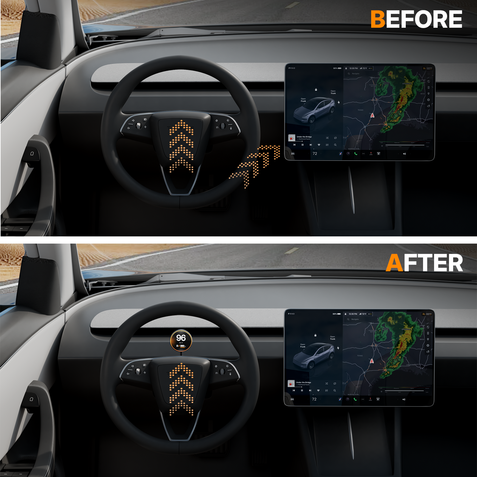 Tesla Model Y Juniper 2025 HUD Display - Wireless OLED Instrument Cluster | Upgraded Smart Mini Screen