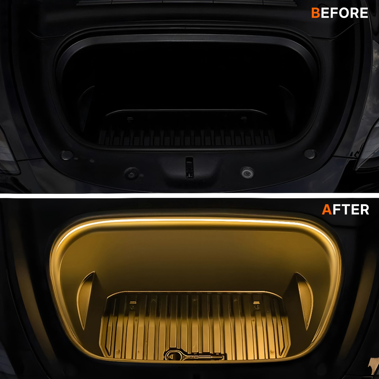 Fix Dark Frunk! Tesla Model Y Juniper 2025 Frunk LED Light Strip - Warm White 3000K Ambient Glow Auto On/Off | OEM Style Plug & Play