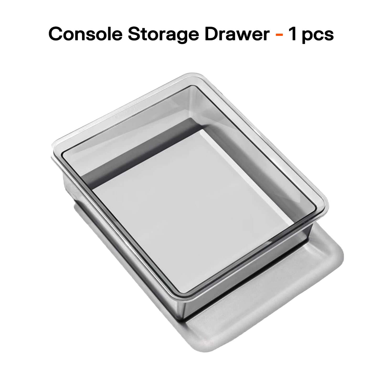 Tesla Model 3 Highland 2024 & Model Y Juniper 2025 clear armrest organizer showing see-through storage drawer design