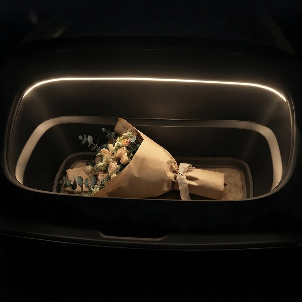 Tesla Model Y / Y Juniper Frunk Light Pro - App-styret RGBIC 16M farvet LED-strip, Show Mode & dynamisk flow til DIY stemning