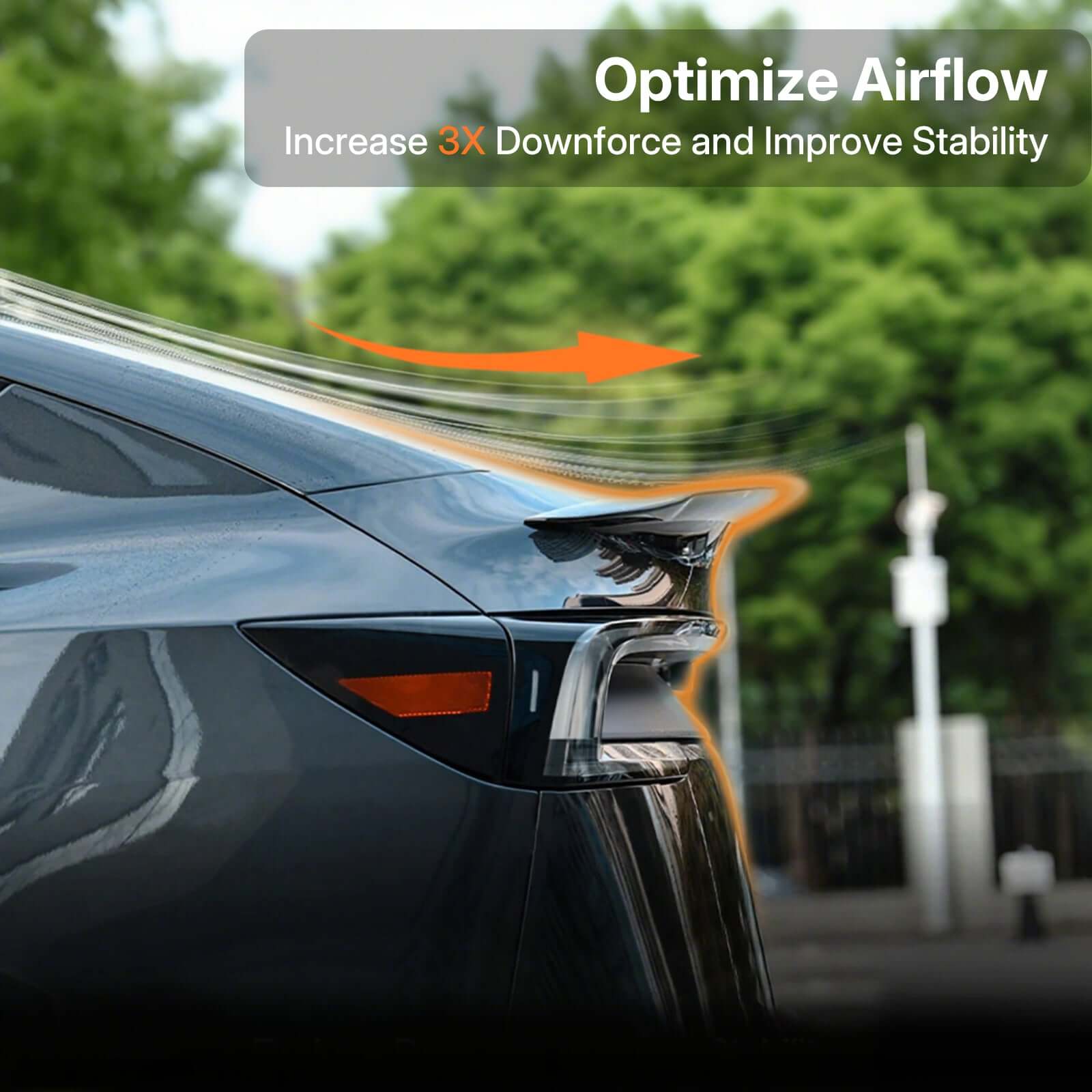 Real Dry Carbon Spoiler for Tesla Model Y Juniper 2025 optimizing airflow with 3X downforce demonstration