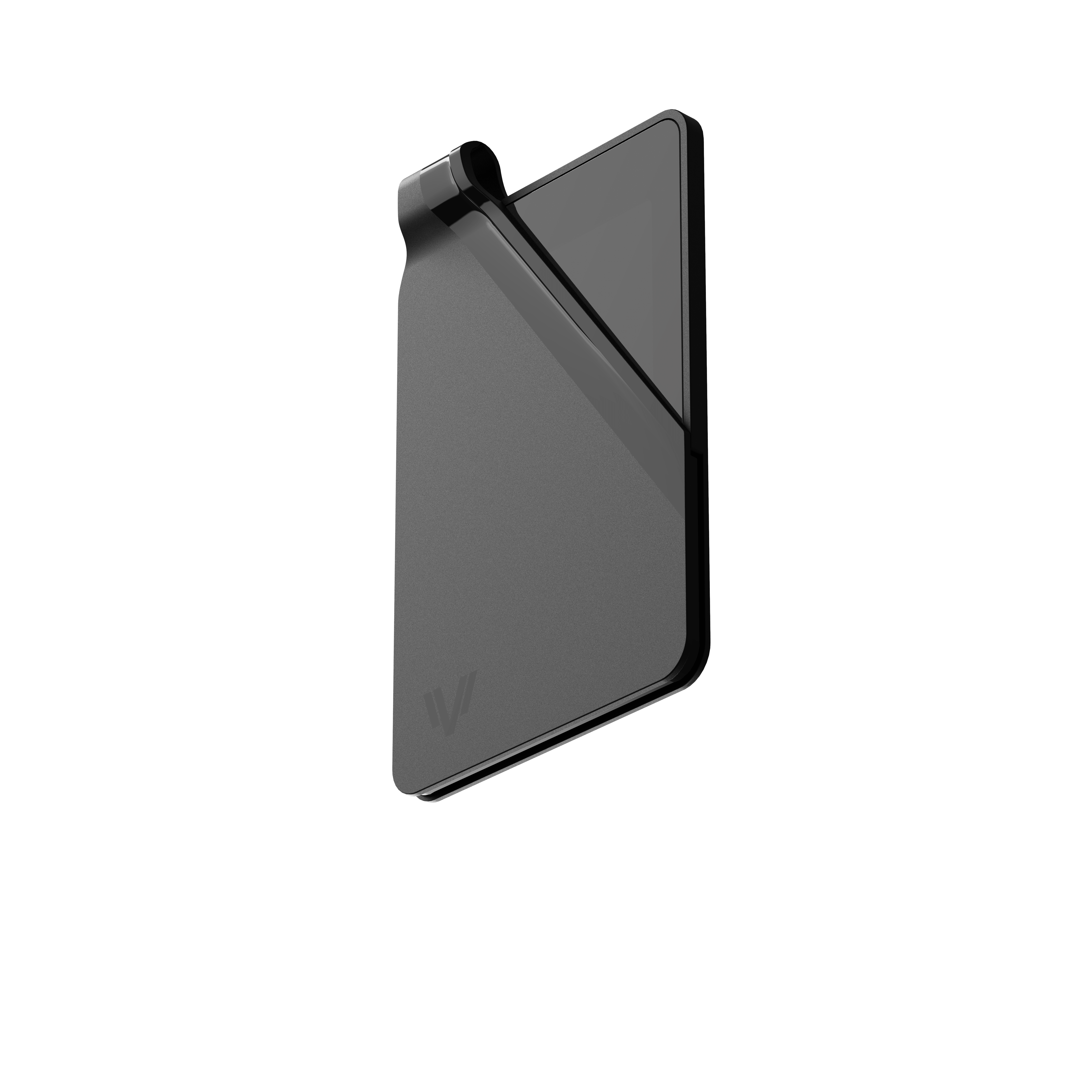 Close-up of Tesla Key Card Holder - Magnetic Snap Cover & Reinforced Backplate showing sleek, modern design in black