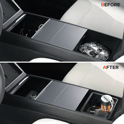 Tesla Model 3 Highland 2024 & Model Y Juniper 2025 Clear Armrest Organizer - See-Through Storage Drawer, Scratch Resistant & OEM Fit