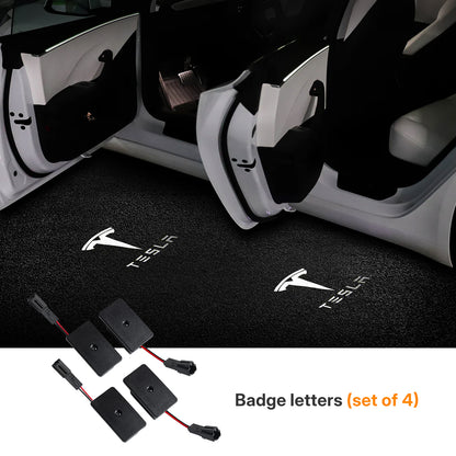 Tesla Model 3 / 3 Highland & Y / Y Juniper OEM Welcome Projection Lights - Premium LED Logo, Crisp Projection