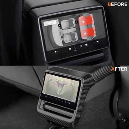 Tesla Model 3 Highland 2024 & Model Y Juniper 2025 Rear Screen Frame Cover - Real Dry Carbon Fiber, OEM Fit & Scratch Protection