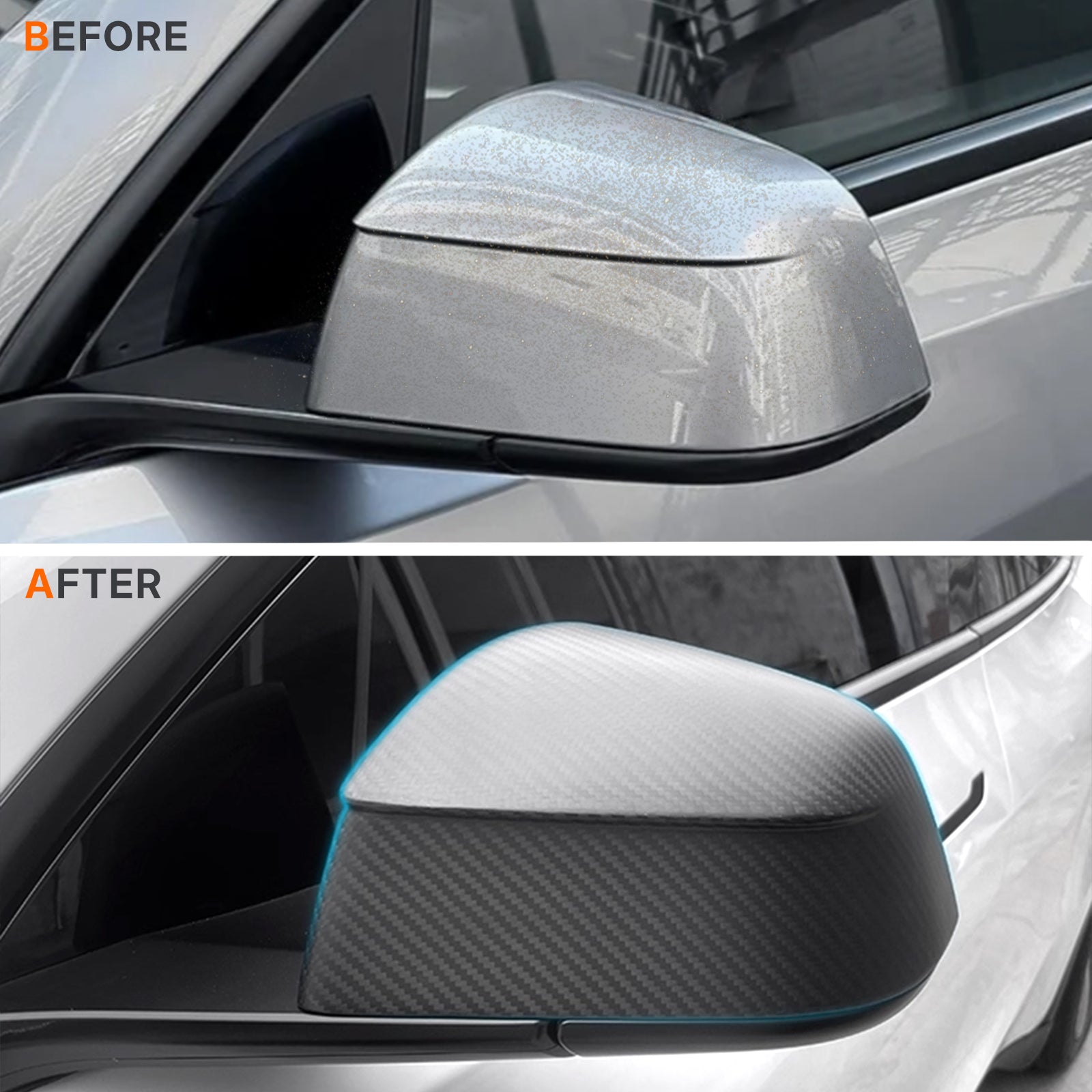 Real Dry Carbon Fiber Mirror Covers for Tesla Model Y Juniper 2025 - OEM Factory Fit & Aggressive Style