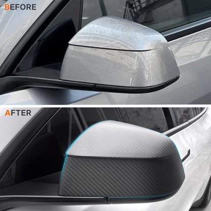 Real Dry Carbon Fiber Mirror Covers for Tesla Model Y Juniper 2025 - OEM Factory Fit & Aggressive Style