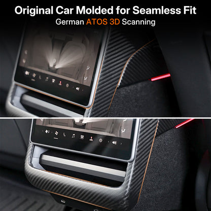 Tesla Model 3 Highland 2024 & Model Y Juniper 2025 Rear Screen Frame Cover - Real Dry Carbon Fiber, OEM Fit & Scratch Protection