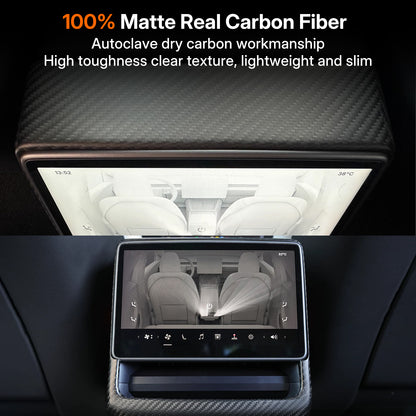 Tesla Model 3 Highland 2024 & Model Y Juniper 2025 Rear Screen Frame Cover - Real Dry Carbon Fiber, OEM Fit & Scratch Protection