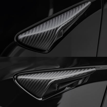 Real Dry Carbon Fiber Side Camera Covers for Tesla Model 3 Highland 2024 & Model Y Juniper 2025 - OEM Fit, Anti-Scratch Protection