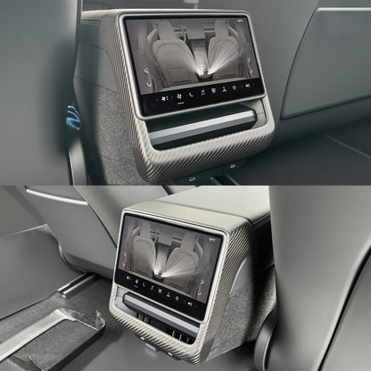 Tesla Model 3 Highland 2024 & Model Y Juniper 2025 Rear Screen Frame Cover - Real Dry Carbon Fiber, OEM Fit & Scratch Protection