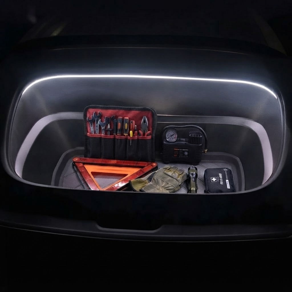 Tesla Model Y / Y Juniper Frunk Light Pro - App-styret RGBIC 16M farvet LED-strip, Show Mode & dynamisk flow til DIY stemning