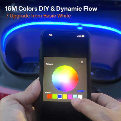 Tesla Model 3 / 3 Highland Frunk Light Pro - App-Controlled RGBIC 16M Color LED Strip, Show Mode & Dynamic Flow for DIY Ambiance