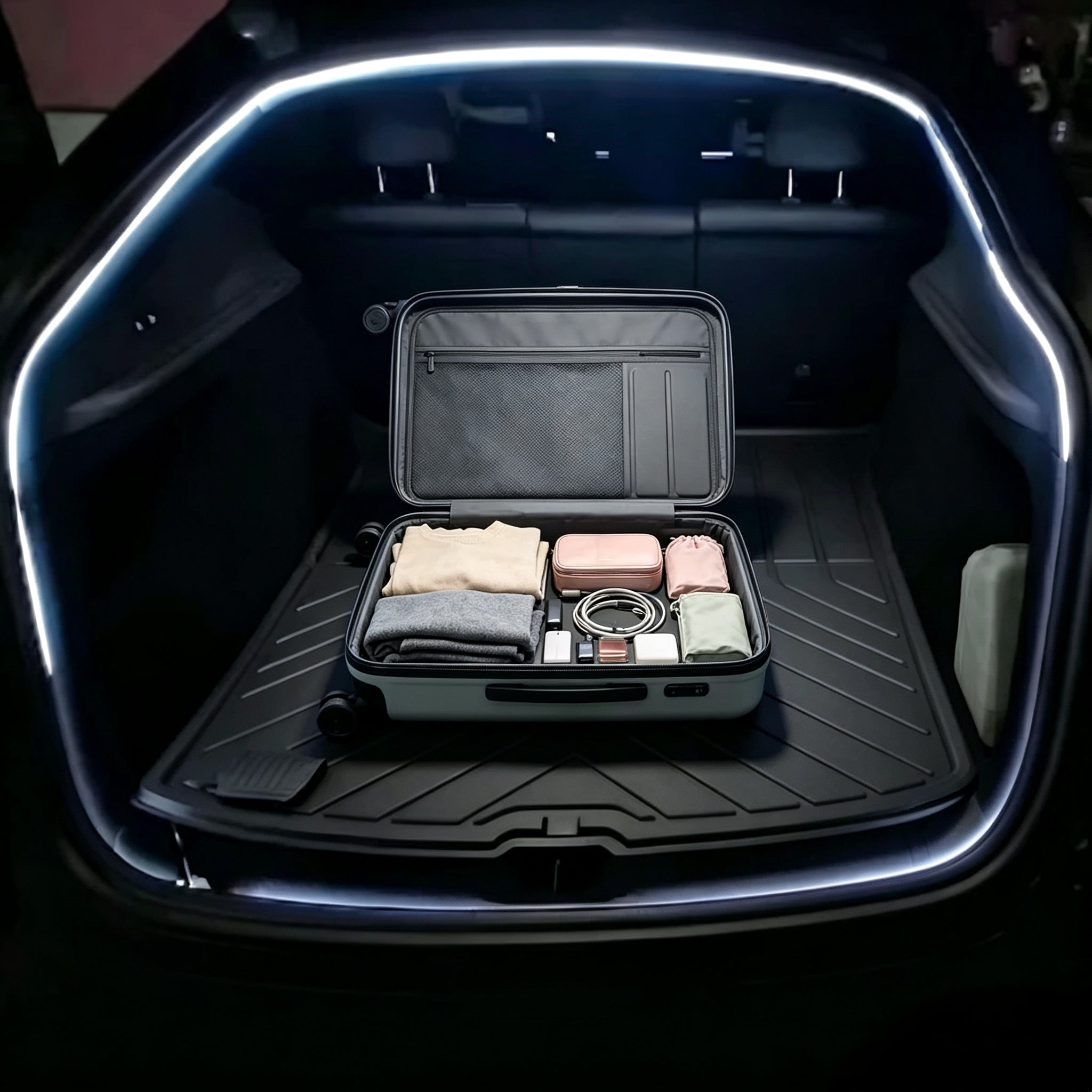 Tesla Model Y / Y Juniper Trunk Light Pro - App-Controlled RGBIC 16M Color LED Strip, Show Mode & Dynamic Flow for DIY Ambiance
