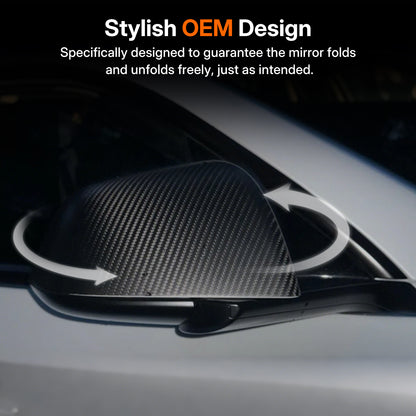Real Dry Carbon Fiber Mirror Covers for Tesla Model 3 / 3 Highland 2024 - OEM Fit & Aggressive Style