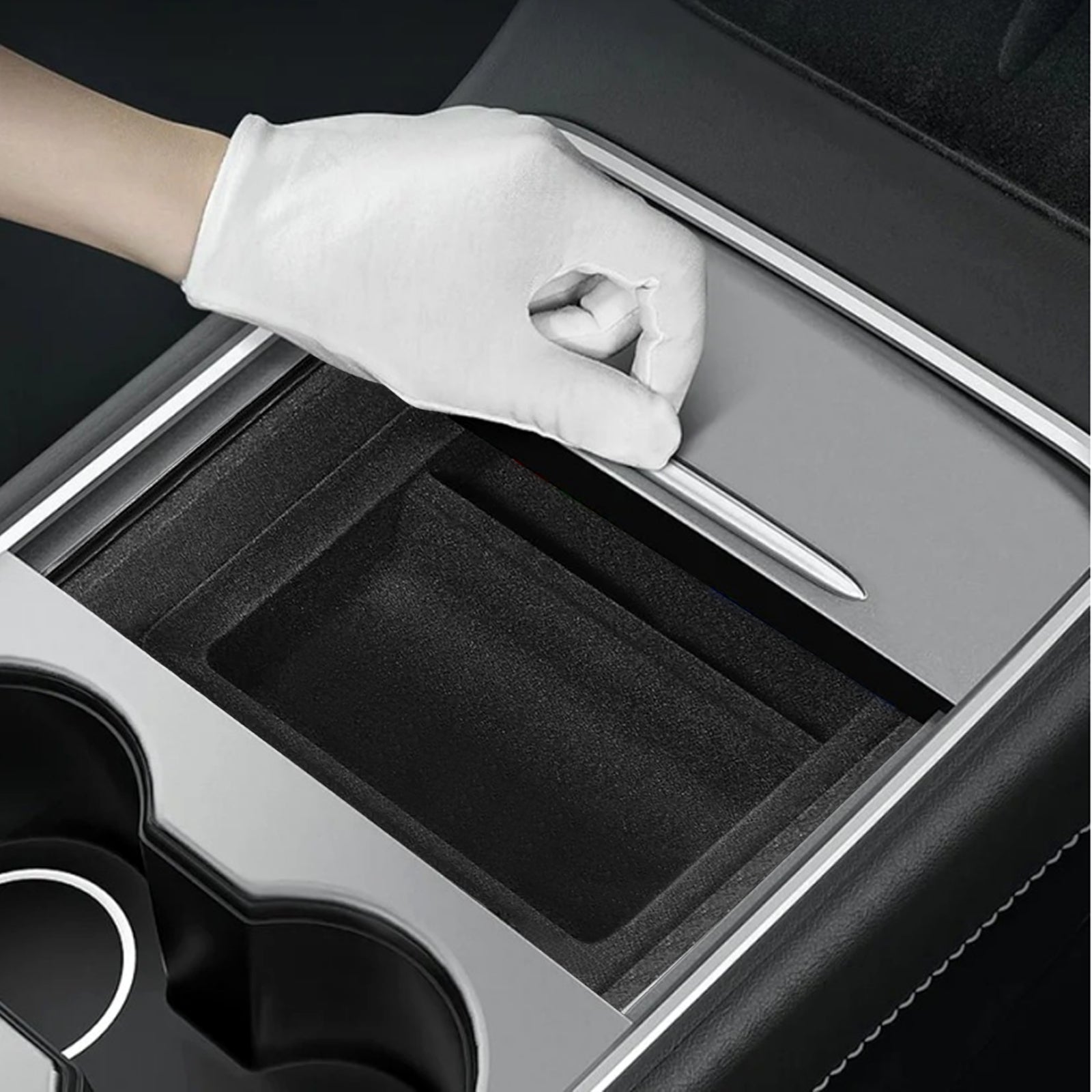 Tesla Model 3 Highland 2024 & Model Y Juniper 2025 Velvet Armrest Organizer - Premium Storage Tray, Anti-Scratch & Custom Fit