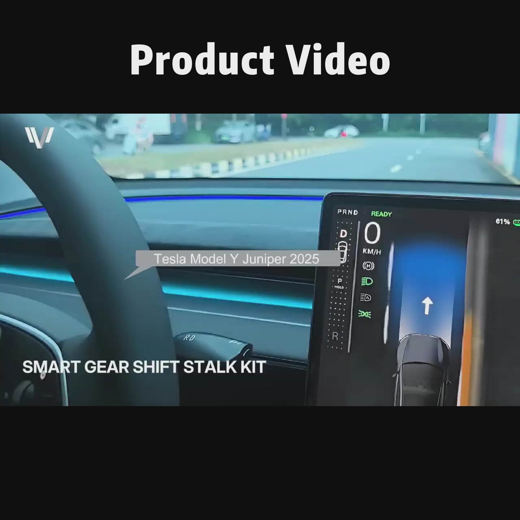 Levier de vitesses Tesla Model Y Juniper 2025+ / Model 3 Highland 2024+ - Kit de mise à niveau du volant intelligent style OEM | Retrouver la sensation classique du levier