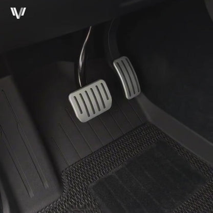 Aluminum Alloy Non-Slip Textured Accelerator Brake Pedal Covers for Tesla Model 3 / Y / 3 Highland 2024 / Y Juniper 2025 - Custom Upgrade Replacement Set - Easy Install