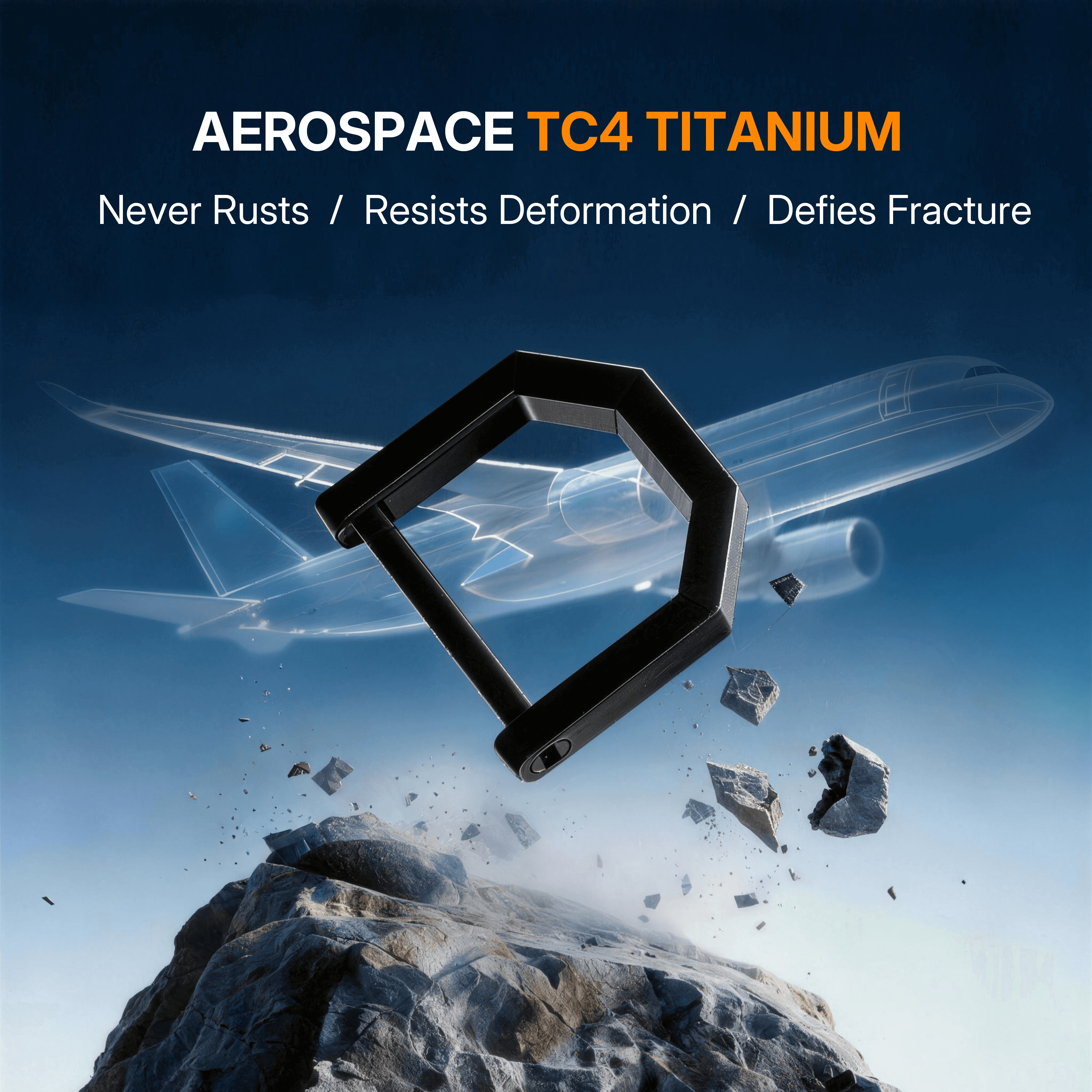 Aerospace TC4 titanium key card holder demonstrating durability and resistance to rust, deformation, and fracture.